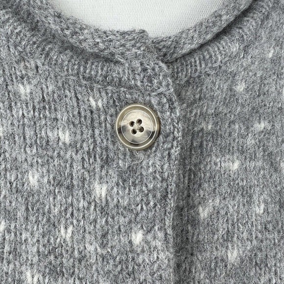 Eddie Bauer Vintage Gray Black Fair Isle Nordic Wool Cardigan Sweater S - Picture 3 of 14